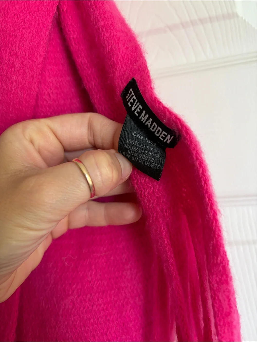 Steve Madden Hot Pink Fringe Scarf